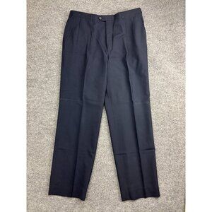 Austin Grey Dress Pants Mens 36x30 Navy Blue Pleated Straight Leg Trousers